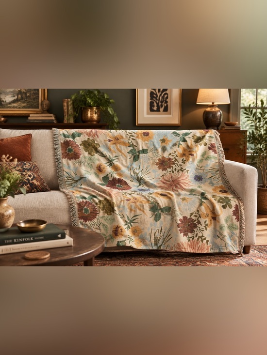 Urban Outfitters Other - NWOT Oversized Botanical Floral Woven Jacquard Throw Blanket 70x70